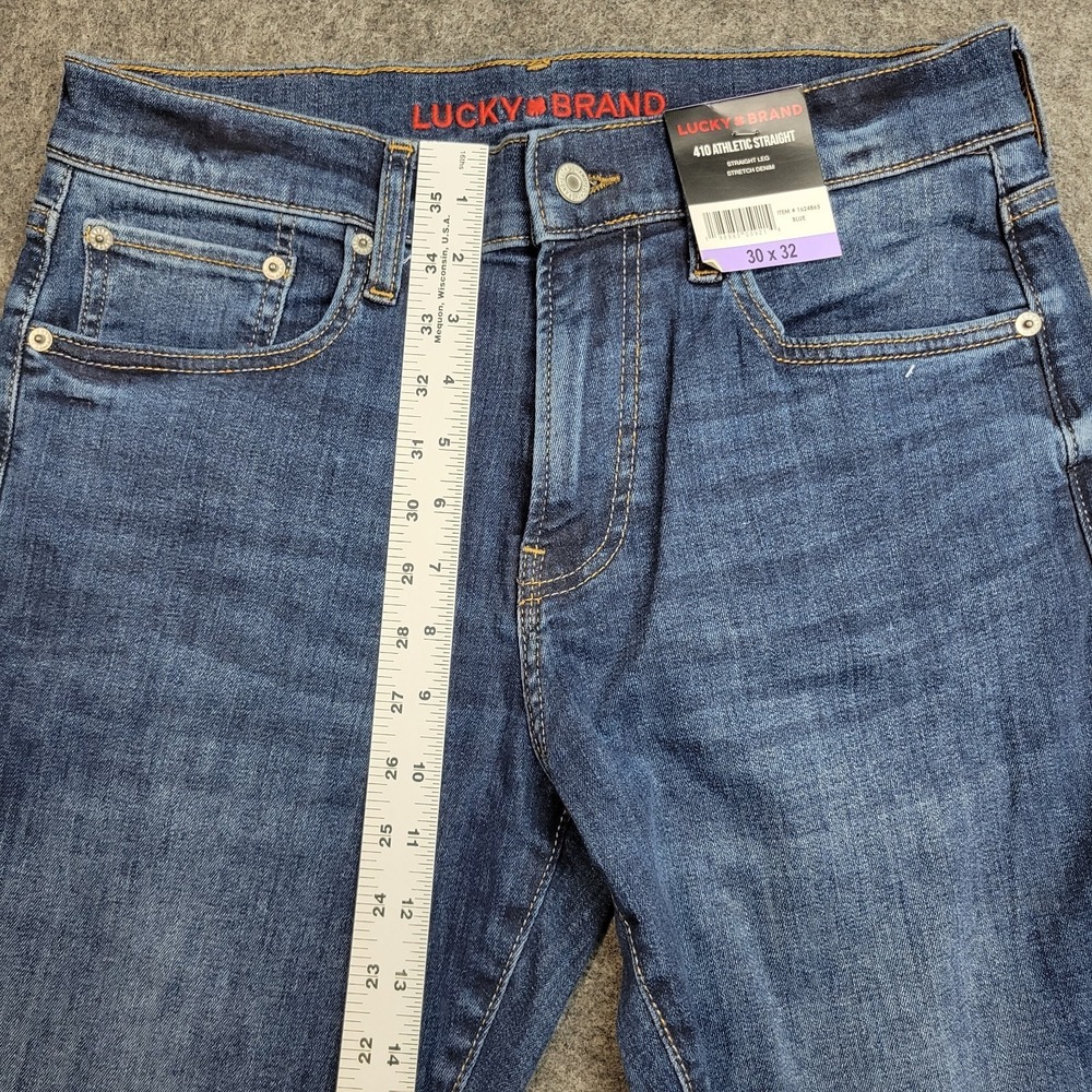 Lucky Brand Jeans Mens 30x32 Blue Denim Stretch 410 Athletic Straight Leg Dad - Picture 9 of 15